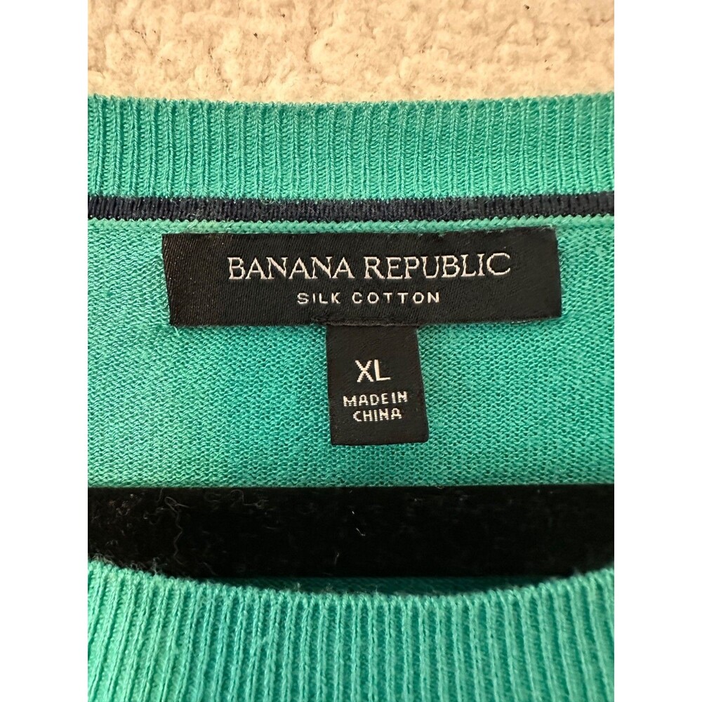 Banana Republic Sweater Womens XL Green Bon Voyage Silk Cotton Crew Neck - Picture 4 of 10